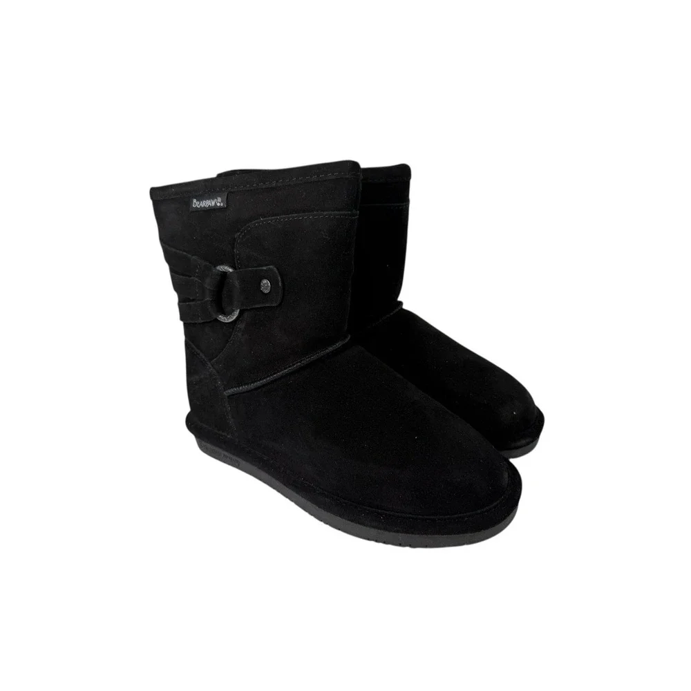 BEARPAW TESSA Boots Black Sheep Fur Women's Size 7 No Box